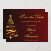 Chic Elegante Weihnachtsbaum Hochzeit speichern Si Einladung (Vorne/Hinten)