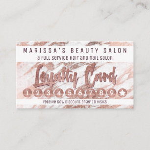 Chic-elegante weiße Rosen-Goldmarmor-Loyalität Treuekarte