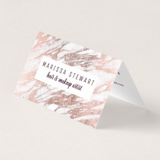 Chic-elegante weiße Rosen-Goldmarmor-sozial-Medien Visitenkarten (Vorderseite)