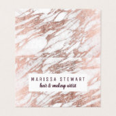 Chic-elegante weiße Rosen-Goldmarmor-sozial-Medien Visitenkarten (Außenseite Aufgefaltet)