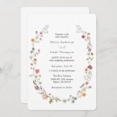 Chic Elegante Wildblume Wreath Wedding Einladung (Vorne/Hinten)