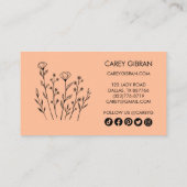 Chic Elegante Wildblumen Linie Kunst, Dichtung und Rabattkarte (Rückseite)