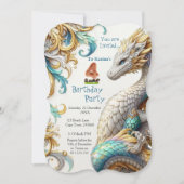 Chic Elegante Wirbel in Gold, Silver Playful Drago Einladung (Vorderseite)