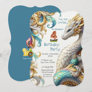 Chic Elegante Wirbel in Gold, Silver Playful Drago Einladung