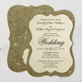 Chic-eleganter funkelnd Imitat-GoldGlitzer Einladung (Vorne/Hinten)