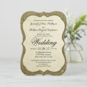 Chic-eleganter funkelnd Imitat-GoldGlitzer Einladung (Stehend Vorderseite)