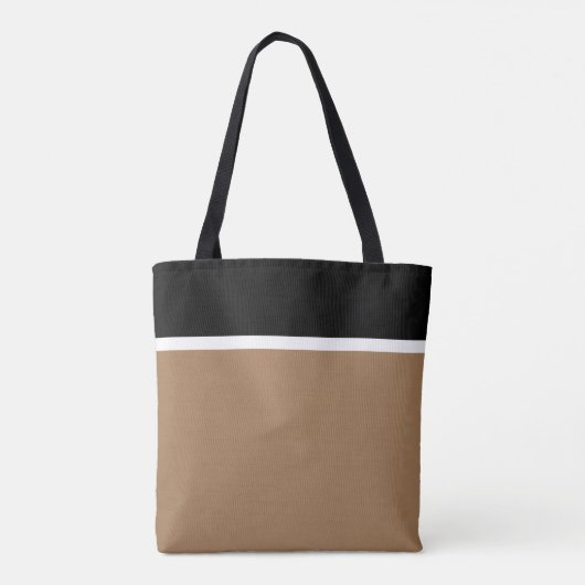 Chic Eleganter Schwarz-weißer Mocha-Brauner Farbbl Tasche (Rückseite)