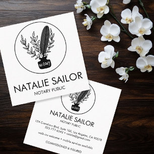 Chic elegantes botanisches Feder-Logo Notar Quadratische Visitenkarte