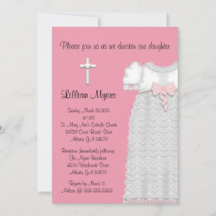Chic Elegantes Cross & Dress Taufe/Christening Einladung
