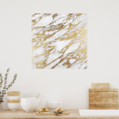 Chic Elegantes Design aus weißem und goldenem Marm Poster (Küche)