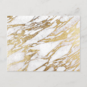 Chic Elegantes Design aus weißem und goldenem Marm Postkarte