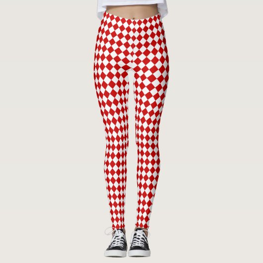 Chic elegantes, helles, weißes Diamantmuster Leggings (Vorderseite)