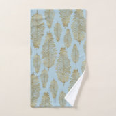 Chic Elegantes Light Blue Gold Fern Leaf Muster Badhandtuch Set (Handtuch)