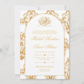 Chic & Elegantes Muster Gold Islamische Hochzeit Einladung (Vorderseite)