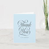 Chic Elegantes Skript Hellblauer Junge Baby Shower Dankeskarte (Vorderseite)