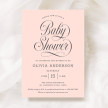 Chic Elegantes Skript Rosé Mädchen Baby-Party