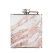 Chic-elegantes Weiß-und Rosen-Goldmarmor-Muster Flachmann (Rückseite)