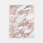Chic-elegantes Weiß-und Rosen-Goldmarmor-Muster Fleecedecke (Vorderseite)