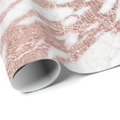 Chic-elegantes Weiß-und Rosen-Goldmarmor-Muster Geschenkpapier (Rolleneckpunkt)