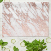 Chic-elegantes Weiß-und Rosen-Goldmarmor-Muster Geschirrtuch (Gefaltet)