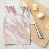 Chic-elegantes Weiß-und Rosen-Goldmarmor-Muster Geschirrtuch (Viertel Falte)