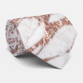 Chic-elegantes Weiß-und Rosen-Goldmarmor-Muster Krawatte (Gerollt)