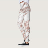 Chic-elegantes Weiß-und Rosen-Goldmarmor-Muster Leggings (Links)