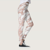 Chic-elegantes Weiß-und Rosen-Goldmarmor-Muster Leggings (Rechts)