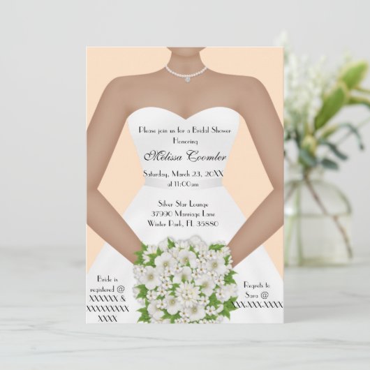 Chic Elegantes White Modern Day Brautparty laden e Einladung (Stehend Vorderseite)