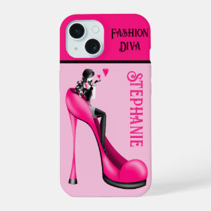 Chic Eleganz: Mode-Dame beim Küsschen-Blasen iPhone 15 Hülle