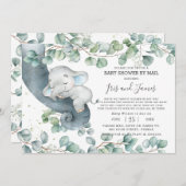 Chic Elephant Greenerity Virtual Baby Shower by Ma Einladung (Vorne/Hinten)