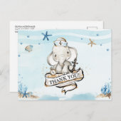 Chic Elephant Nautical Boy Baby Dusche Danke Postkarte (Vorne/Hinten)