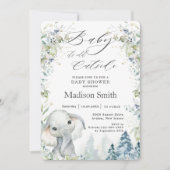 Chic Elephant Winter Alpine Baby Shower Neutral I Einladung (Vorderseite)