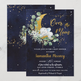 Chic Elephant Wir sind über der Mond-Baby-Dusche Einladung