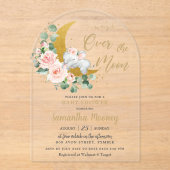 Chic Elephant Wir sind über der Mond Girl Babydusc Acryleinladungen (Vorderseite)