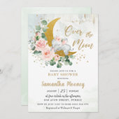 Chic Elephant Wir sind über der Mond Girl Babydusc Einladung (Vorne/Hinten)