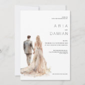 Chic Elfenbein Graues Blumenpaar Foto Hochzeit Einladung (Vorderseite)