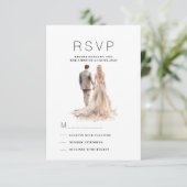 Chic Elfenbein Graues Blumenpaar Foto UAWG Einladung (Stehend Vorderseite)