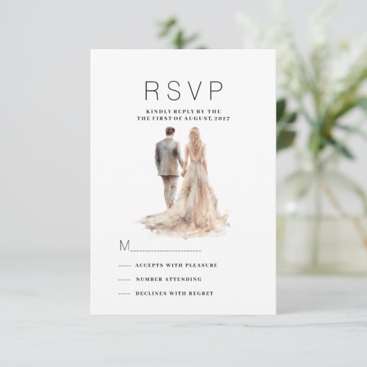 Chic Elfenbein Graues Blumenpaar Foto UAWG Einladung (Stehend Vorderseite)