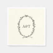 Chic Elfenbein Initials elegante Hochzeitsnapkins Serviette (Vorderseite)