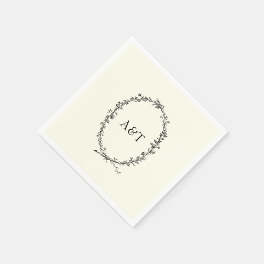 Chic Elfenbein Initials elegante Hochzeitsnapkins Serviette (Ecke)