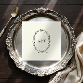 Chic Elfenbein Initials elegante Hochzeitsnapkins Serviette