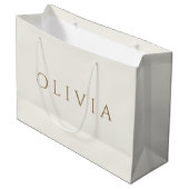 Chic Elfenbein minimalistisch monogramm großes Ges Große Geschenktüte (Vorderseite Schrägansicht)