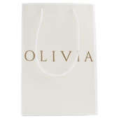 Chic Elfenbein-Monogramm minimalistisch Mittlere Geschenktüte (Vorderseite)
