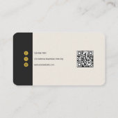 Chic Elfenbein Schwarz Gold Minimalist QR-Code Visitenkarte (Rückseite)