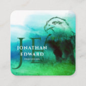 Chic Emerald American Bald Eagle Abstrakt Monogram Quadratische Visitenkarte (Vorderseite)