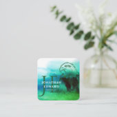 Chic Emerald American Bald Eagle Abstrakt Monogram Quadratische Visitenkarte (Stehend Vorderseite)