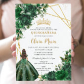 Chic Emerald Green Blume Floral Quinceañera Einladung