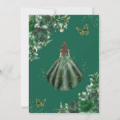 Chic Emerald Green Blume Princess Quinceañera Save The Date (Rückseite)