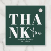 Chic Emerald Green Bold danke Ihnen für Ihre Hochz Geschenkanhänger (Rückseite)